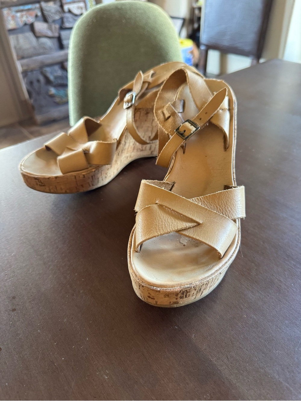 Kork-Ease Tan Cork Wedge Sandals
